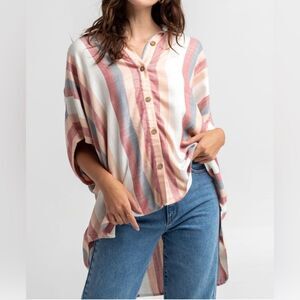 RIP CURL Drifter Stripe Women’s Size M Oversized Shirt Cover Up
